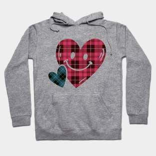 Cute Teen Girls Valentines Day love red Vintage plaid hearts Hoodie